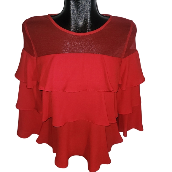 Joseph Ribkoff Tops - Joseph Ribkoff Red Ruffle Layered Blouse 4